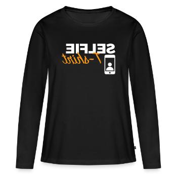 Selfie T-shirt - T-shirt manches longues Premium bio Femme - noir - Devant - Julia (174cm)
