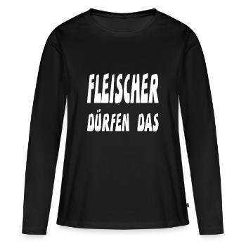 Fleischer - Frauen Premium Bio Langarmshirt - Schwarz - Vorne - Julia (174cm)