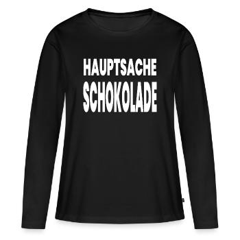 Schokolade - Frauen Premium Bio Langarmshirt - Schwarz - Vorne - Julia (174cm)