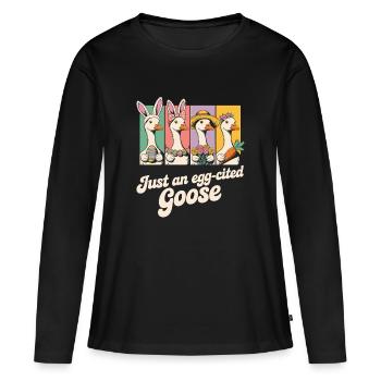 Just an egg-cited Goose Panels - Frauen Premium Bio Langarmshirt - Schwarz - Vorne - Julia (174cm)