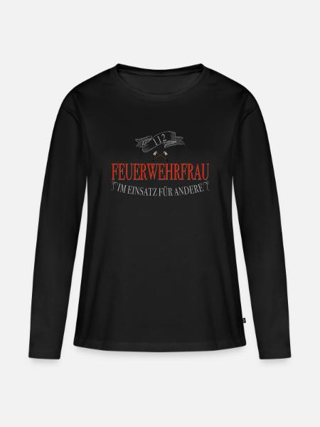 Feuerwehrfrau 112 Einsatzkraft - Frauen Premium Bio Langarmshirt - Schwarz
