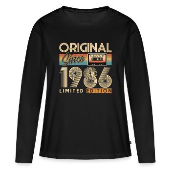 40e anniversaire, 40 ans, original 1986 - T-shirt manches longues Premium bio Femme - noir - Devant - Julia (174cm)