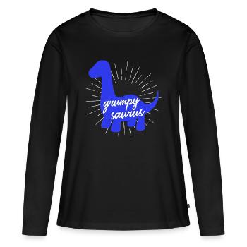 Grumpysaur : design drôle de dinosaure Brachiosaurus - T-shirt manches longues Premium bio Femme - noir - Devant - Julia (174cm)