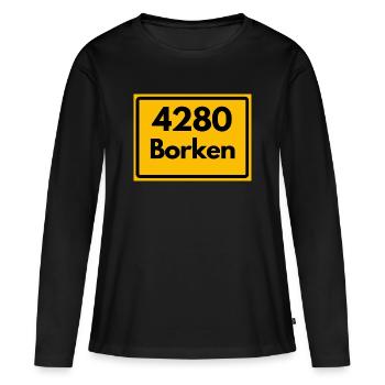 ALTE POSTLEITZAHL PLZ RETRO 4280 BORKEN FÜNFTÜRME - Frauen Premium Bio Langarmshirt - Schwarz - Vorne - Julia (174cm)