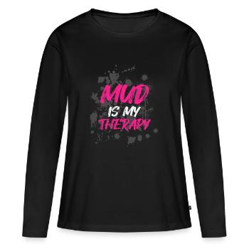 Mud is my therapy Schlammlauf Mud Run Muddy Race - Women's Premium Organic Long Sleeve Shirt - black - Front - Julia (174cm)