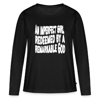 AN IMPERFECT GIRL REDEEMED BY A REMARKABLE GOD - Women's Premium Organic Long Sleeve Shirt - black - Front - Julia (174cm)