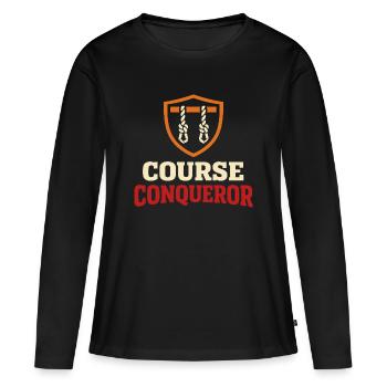 Parcours d’obstacles Course d’obstacles OCR - T-shirt manches longues Premium bio Femme - noir - Devant - Julia (174cm)