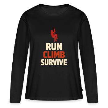Parcours d’obstacles Course d’obstacles OCR - T-shirt manches longues Premium bio Femme - noir - Devant - Julia (174cm)