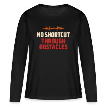 Parcours d’obstacles Course d’obstacles OCR - T-shirt manches longues Premium bio Femme - noir - Devant - Julia (174cm)