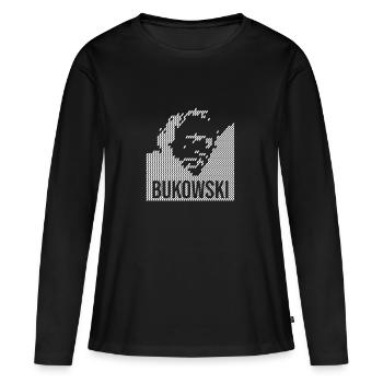 T-shirt de Charles Bukowski design en pixelart - T-shirt manches longues Premium bio Femme - noir - Devant - Julia (174cm)