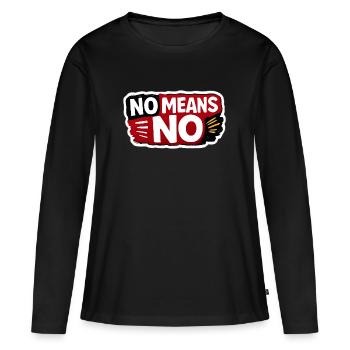 No Means No Consent Awareness Sticker - T-shirt manches longues Premium bio Femme - noir - Devant - Julia (174cm)