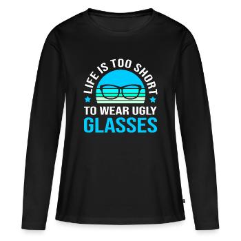 Opticien Ophtalmologiste Optique - T-shirt manches longues Premium bio Femme - noir - Devant - Julia (174cm)