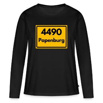 ALTE POSTLEITZAHL PLZ RETRO  4490 PAPENBURG - Frauen Premium Bio Langarmshirt - Schwarz - Vorne - Julia (174cm)