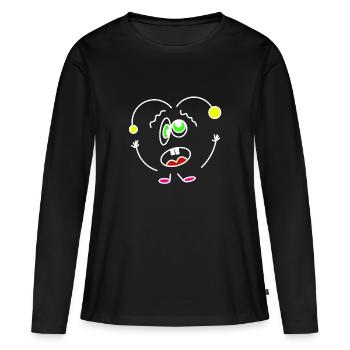 Battement de cœur fou - T-shirt manches longues Premium bio Femme - noir - Devant - Julia (174cm)
