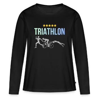 Triathlon - T-shirt manches longues Premium bio Femme - noir - Devant - Julia (174cm)