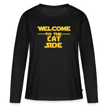 Bienvenue sur le site des chats - T-shirt manches longues Premium bio Femme - noir - Devant - Julia (174cm)