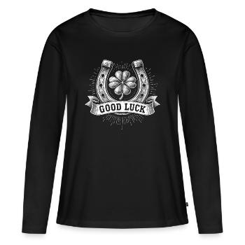 Bonne chance - T-shirt manches longues Premium bio Femme - noir - Devant - Julia (174cm)