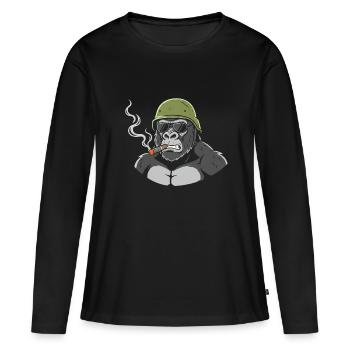 Gorilla Commando avec un cigare - T-shirt manches longues Premium bio Femme - noir - Devant - Julia (174cm)