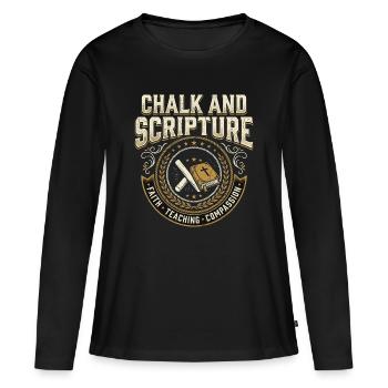 Chalk and Scripture Christian Teacher Jesus - Women's Premium Organic Long Sleeve Shirt - black - Front - Julia (174cm)