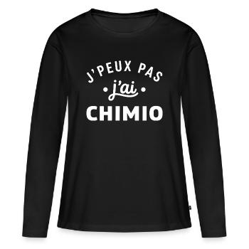 J'peux pas j'ai chimio - T-shirt manches longues Premium bio Femme - noir - Devant - Julia (174cm)