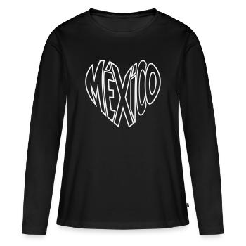 Mexiko Perspektiv Schriftzug - Frauen Premium Bio Langarmshirt - Schwarz - Vorne - Julia (174cm)