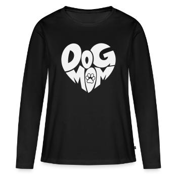 Maman de chien - Cœur de maman de chien avec patte - T-shirt manches longues Premium bio Femme - noir - Devant - Julia (174cm)