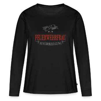 Feuerwehrfrau aus Überzeugung Feuerwehr - Frauen Premium Bio Langarmshirt - Schwarz - Vorne - Julia (174cm)