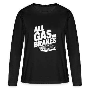 Tout l’accélérateur, pas de freins - T-shirt manches longues Premium bio Femme - noir - Devant - Julia (174cm)
