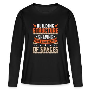 Constructeur de plaques de plâtre Installateur de plaques de plâtre - T-shirt manches longues Premium bio Femme - noir - Devant - Julia (174cm)