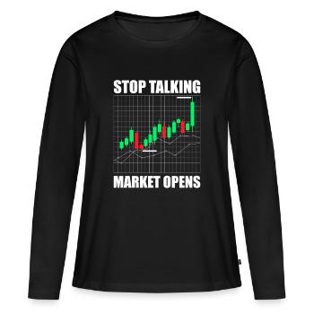 Arrêtez de parler, le marché ouvre Marché boursier Trader - T-shirt manches longues Premium bio Femme - noir - Devant - Julia (174cm)