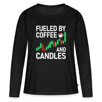 Café et bougies Marché boursier Trader en bourse - T-shirt manches longues Premium bio Femme - noir - Devant - Julia (174cm)