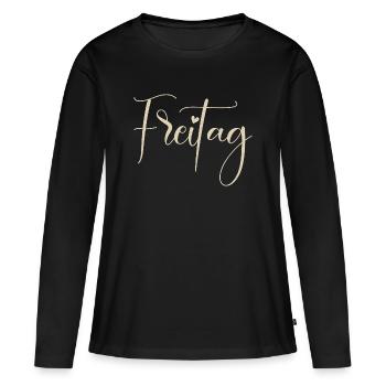 Vendredi - T-shirt manches longues Premium bio Femme - noir - Devant - Julia (174cm)