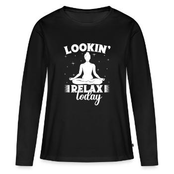 Pilates Enthusiasts Lookin Relax Today Pilates - Women's Premium Organic Long Sleeve Shirt - black - Front - Julia (174cm)