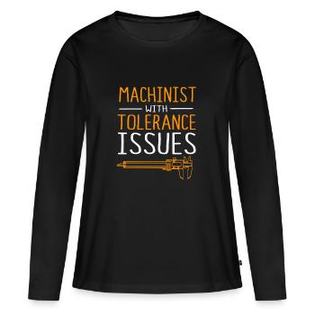 Mécanique Mécanique Mécanique CNC Ajusteur - T-shirt manches longues Premium bio Femme - noir - Devant - Julia (174cm)