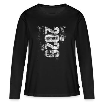 Retraité 2026 | Enfin terminé - T-shirt manches longues Premium bio Femme - noir - Devant - Julia (174cm)