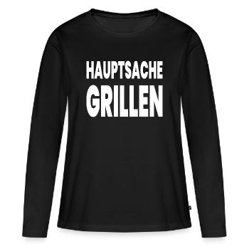 Griller - T-shirt manches longues Premium bio Femme - noir - Devant - Julia (174cm)