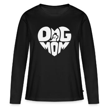Cœur de maman de chien avec logo de chien - T-shirt manches longues Premium bio Femme - noir - Devant - Julia (174cm)