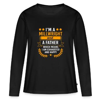 Mécanique Mécanique Mécanique CNC Ajusteur - T-shirt manches longues Premium bio Femme - noir - Devant - Julia (174cm)