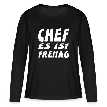 Chef - Frauen Premium Bio Langarmshirt - Schwarz - Vorne - Julia (174cm)