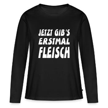 Fleisch - Frauen Premium Bio Langarmshirt - Schwarz - Vorne - Julia (174cm)