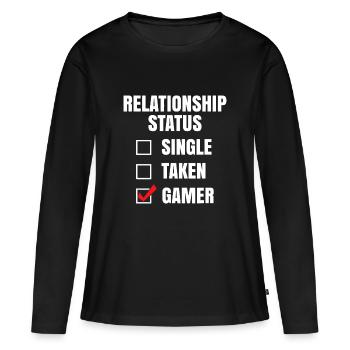 Statut relationnel : Joueur - T-shirt manches longues Premium bio Femme - noir - Devant - Julia (174cm)
