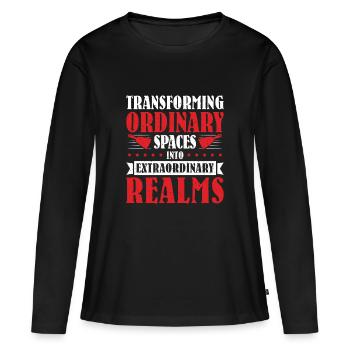 Constructeur de plaques de plâtre Installateur de plaques de plâtre - T-shirt manches longues Premium bio Femme - noir - Devant - Julia (174cm)