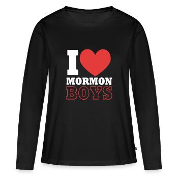 Garçons mormons - T-shirt manches longues Premium bio Femme - noir - Devant - Julia (174cm)