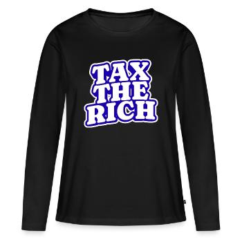 Taxer les riches - T-shirt manches longues Premium bio Femme - noir - Devant - Julia (174cm)