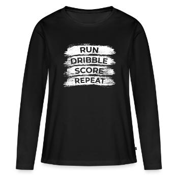 Courir, dribbler, marquer, répéter - T-shirt manches longues Premium bio Femme - noir - Devant - Julia (174cm)