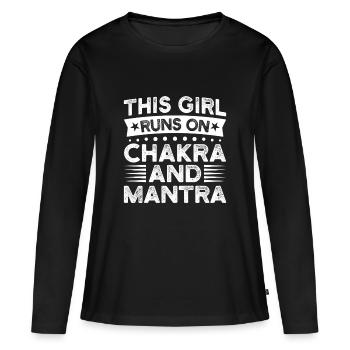 Pilates Enthusiasts Girl Runs On Chakra & Mantra - Women's Premium Organic Long Sleeve Shirt - black - Front - Julia (174cm)