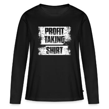 Prise de profits en bourse Trader en bourse - T-shirt manches longues Premium bio Femme - noir - Devant - Julia (174cm)