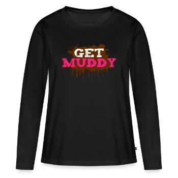 Get muddy Schlammlauf Mud Run Muddy Race - Frauen Premium Bio Langarmshirt - Schwarz - Vorne - Julia (174cm)