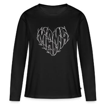 Mom Heart with Leaves Line Art - Women's Premium Organic Long Sleeve Shirt - black - Front - Julia (174cm)