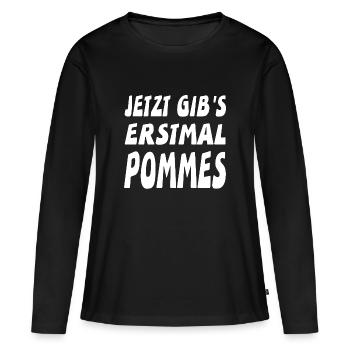 Pommes - Frauen Premium Bio Langarmshirt - Schwarz - Vorne - Julia (174cm)